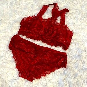 Red lace bra & panty NEW